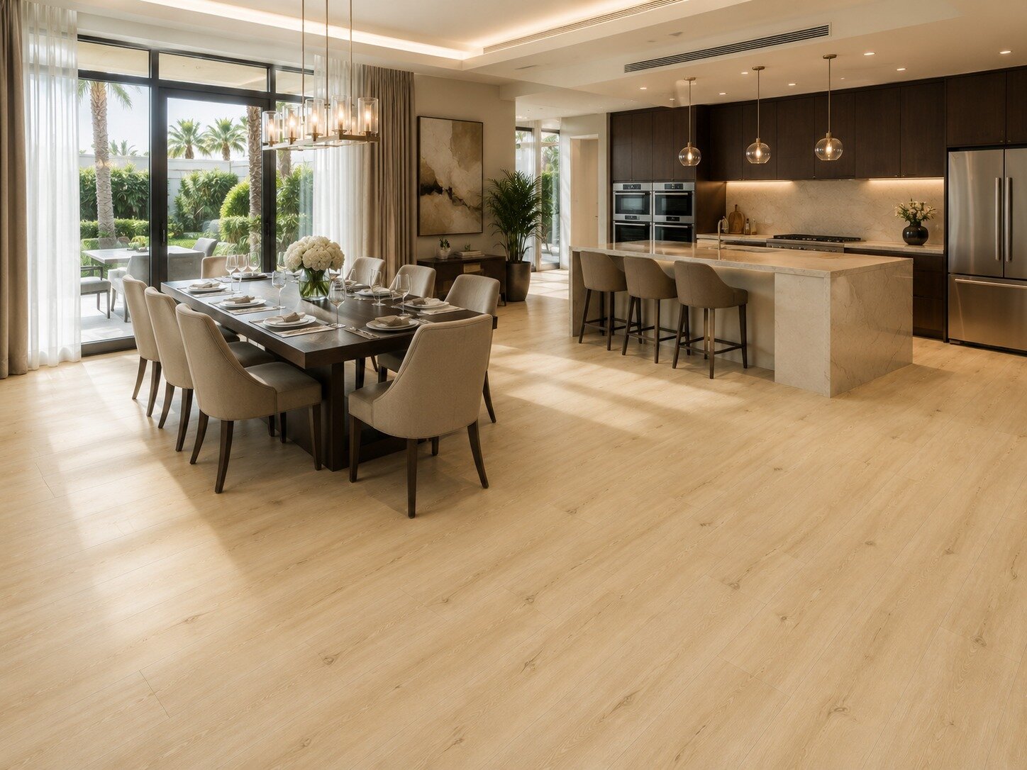 SPC in an open kitchen and dining space